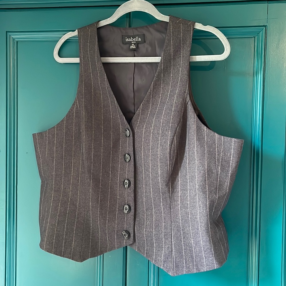Isabella tailored vest pinstripe fall trending